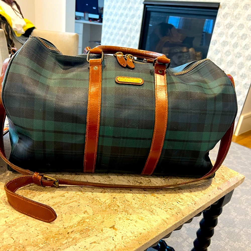 Polo Ralph Lauren Green and Brown Duffel Bag